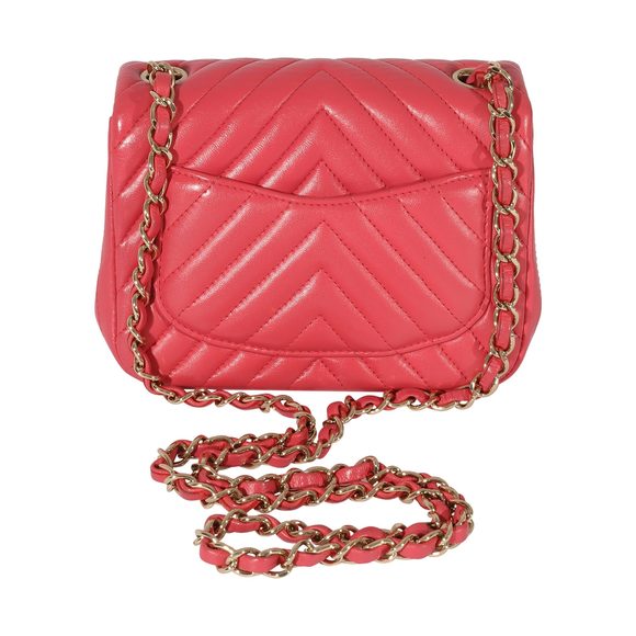 Chanel Chevron Pink Lambskin Mini Flap Bag - Picture 3 of 7